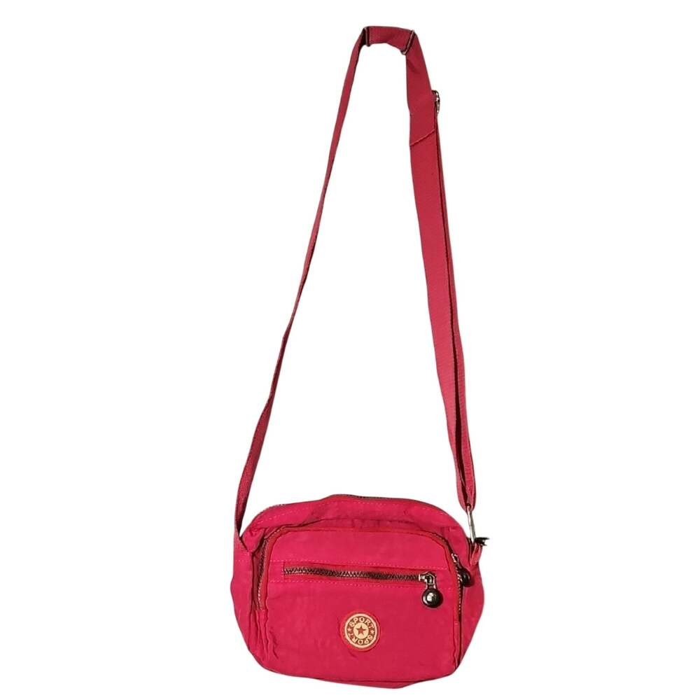 Chic Pink Crossbody Bag with Adjustable Strap and Durable Fabric